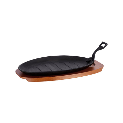 04021 Chef Inox Cast Iron Steak Sizzler Grey Finish w/ Handle 290x180mm