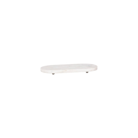 04727 Chef Inox Serve Marble Oval Board w/ Small Metal Feet 365x170mm