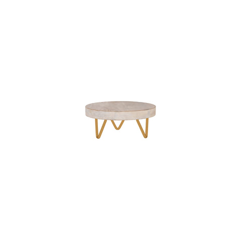 04742 Chef Inox Serve Mangowood Whitewash Round Display Stand Metal Legs 200x90mm