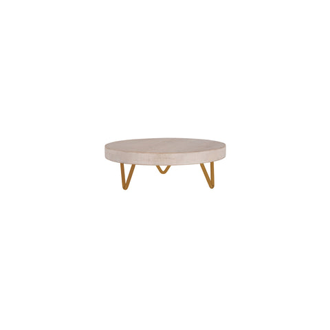 04743 Chef Inox Serve Mangowood Whitewash Round Display Stand Metal Legs 254x90mm