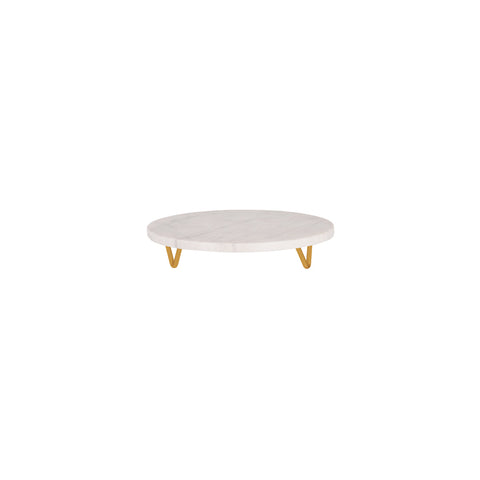 04753 Chef Inox Serve Marble Round Display Stand w/ Metal Legs 300x55mm