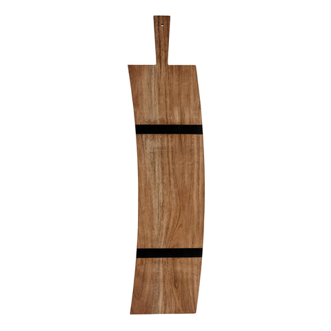 04972 Chef Inox Serve Natural Acacia Bent Paddle Board w/ Black Acacia Inlay 810x185x25mm