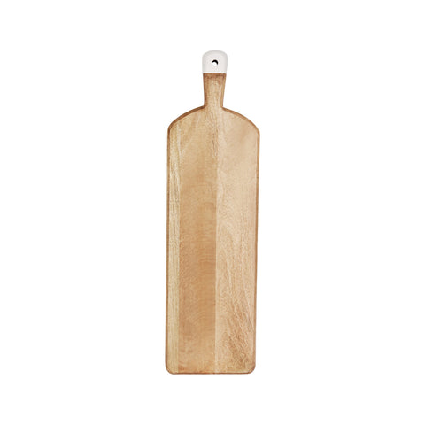 04992 Chef Inox Serve Mangowood Rectangular Serving Board w/ White Handle 700x200x35mm