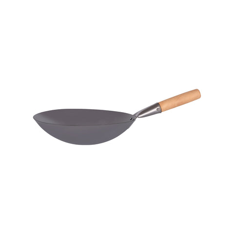 05230 Chef Inox Asian Woks Wood Handle Iron Wok 300mm
