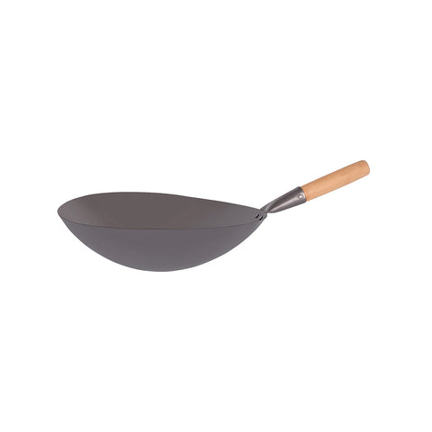 05233 Chef Inox Asian Woks Wood Handle Iron Wok 330mm