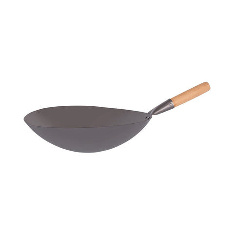 05238 Chef Inox Asian Woks Wood Handle Iron Wok 380mm