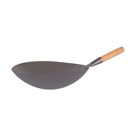 05240 Chef Inox Asian Woks Wood Handle Iron Wok 400mm