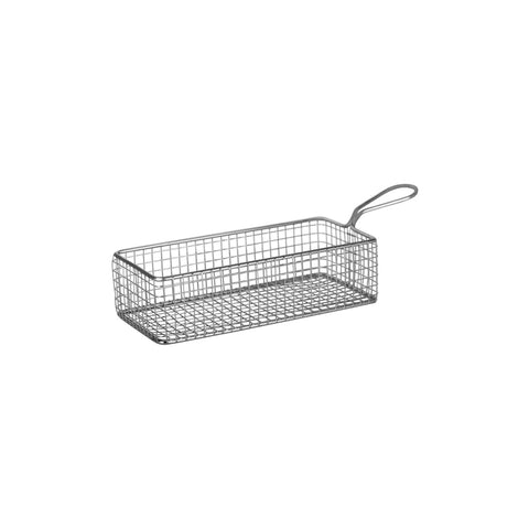 07687 Chef Inox Display Baskets & Bowls Rectangular Wire Serving Basket w/ Handle 200x100x60mm