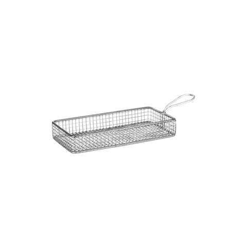 07688 Chef Inox Display Baskets & Bowls Rectangular Wire Serving Basket w/ Handle 220x120x35mm