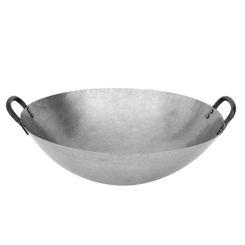 20526 Chinese Cooking Utensils Round Iron Wok w/ 2 Handles 650mm