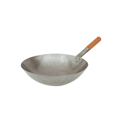 20562 Chinese Cooking Utensils Round Iron Wok w/ Wood Handle 300mm