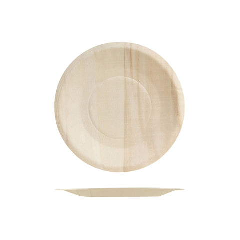 475015 Bio Wood Disposables Bio Wood Round Plate Wide Rim 150mm
