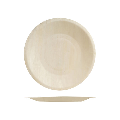 475019 Bio Wood Disposables Bio Wood Round Plate Wide Rim 190mm