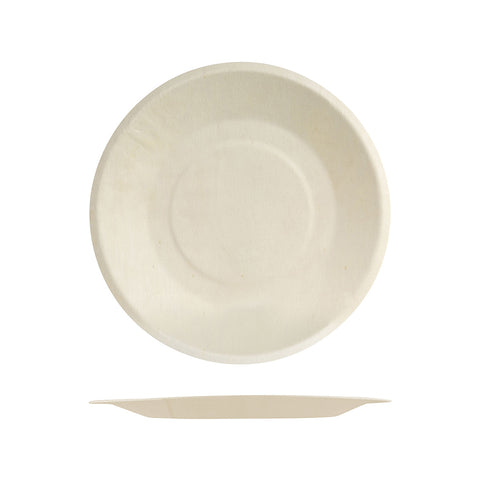 475022 Bio Wood Disposables Bio Wood Round Plate Wide Rim 220mm