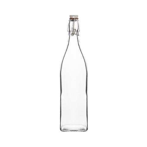 68501 Trenton Basics Glass Bottles Square Clear Water Bottle 1000ml