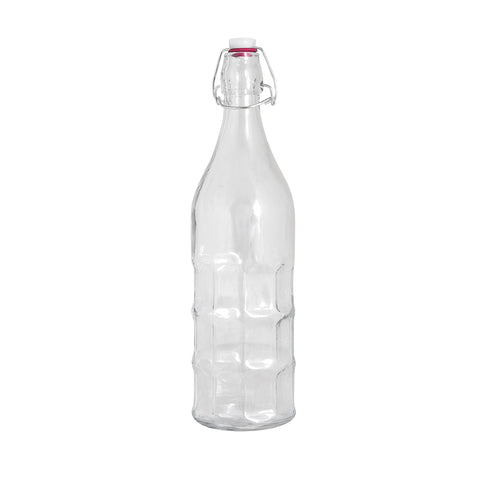 68502Trenton Basics Glass BottlesPanelled Clear Water Bottle 1000ml