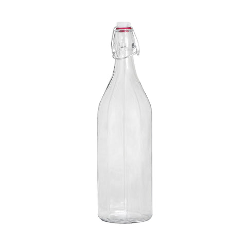 68503Trenton Basics Glass BottlesRound Panelled Clear Water Bottle 1000ml