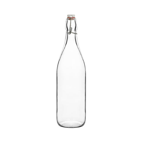 68504 Trenton Basics Glass Bottles Round Clear Water Bottle 1000ml