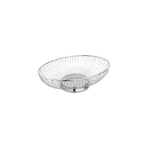 70358 Chef Inox Display Baskets & Bowls Oval Wire Basket Solid Base Stainless Steel 198x145x60mm