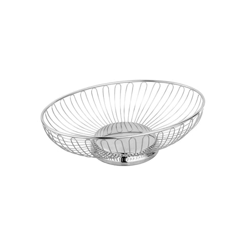 70359 Chef Inox Display Baskets & Bowls Oval Wire Basket Solid Base Stainless Steel 275x225x88mm