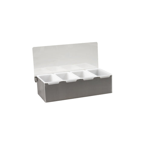 70834 Dispensers / Organisers Condiment Dispenser 4 Compartment Stainless Steel 150x305x90mm