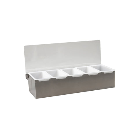 70835 Dispensers / Organisers Condiment Dispenser 5 Compartment Stainless Steel 150x305x90mm