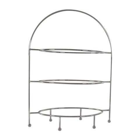 76281 Platter Stands Trenton Oval 3-Tier Plate Stand Chrome 705mm