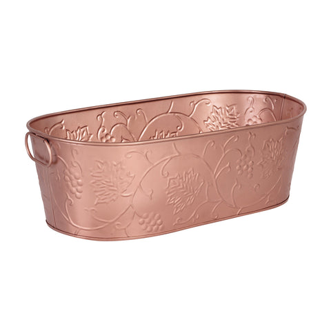 76630 Moda Beverage Tubs, Buckets & Drip Trays Brooklyn Oval Beverage Tub Satin Copper w/ Vine Design 530x290x180mm