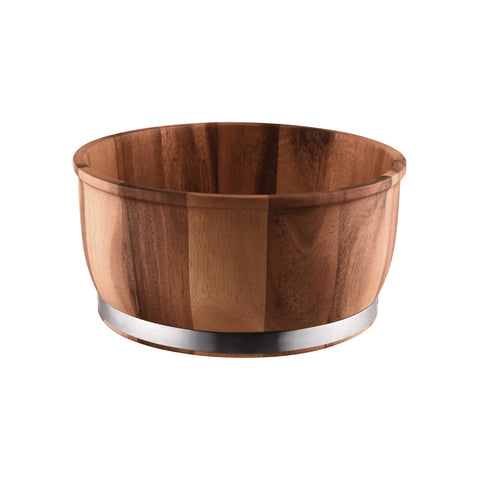 76704 Buffetware Moda Brooklyn Acacia Wood Display Bowl w/ Stainless Steel Band 310x155mm