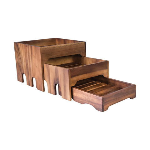 76780 Buffetware Moda Brooklyn Acacia Wood 3-Tier Riser Set 280x280x220mm