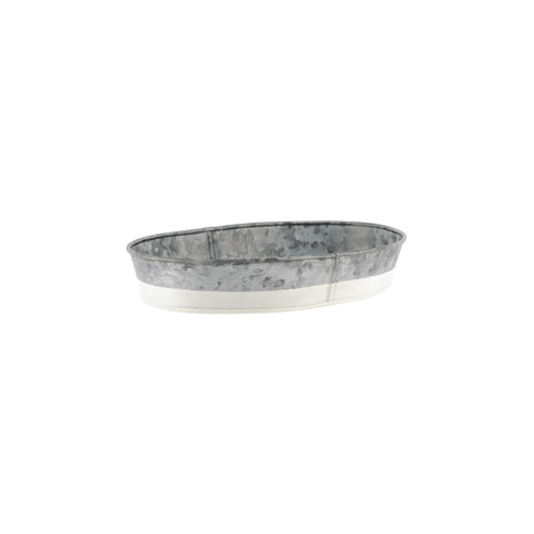 78654 Chef Inox Coney Island Oval Galvanised Tray w/ White Base Small 240x150x45mm