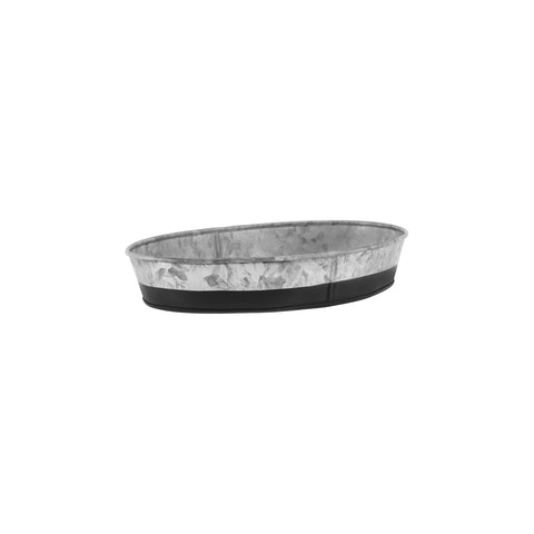 78656 Chef Inox Coney Island Oval Galvanised Tray w/ Black Base Small 240x150x45mm