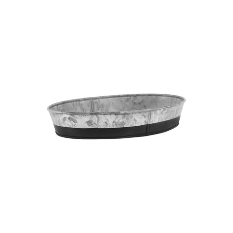 78666 Chef Inox Coney Island Oval Galvanised Tray Plain w/ Black Large 275x185x45mm
