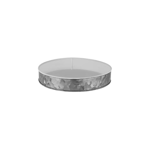 78674 Chef Inox Coney Island Round Galvanised Tray Plain w/ White Internal Small 240x45mm