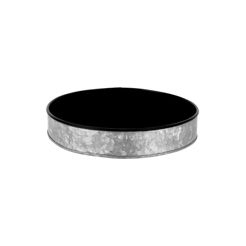 78686 Chef Inox Coney Island Round Galvanised Tray Plain w/ Black Internal Large 330x45mm