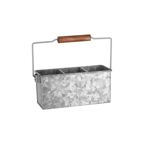 78695 Chef Inox Coney Island 3-Compartment Caddy Galvanised w/ Handle 250x90x115mm