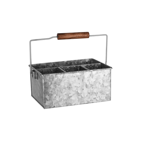 78696 Chef Inox Coney Island 4-Compartment Caddy Galvanised w/ Handle 250x180x115mm
