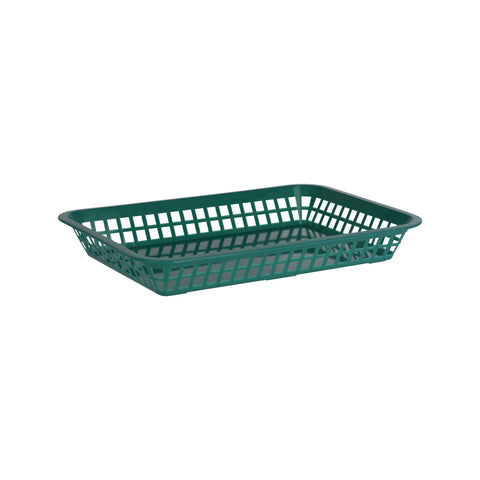 78698 Chef Inox Coney Island Rectangular Basket Forest Green Plastic 300x215mm