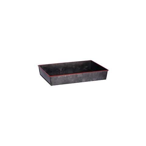 78731 Chef Inox Coney Island Rectangular Flared Tray Black Galvanised w/ Red Rim 240x160x40mm