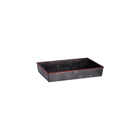 78741 Chef Inox Coney Island Rectangular Flared Tray Black Galvanised w/ Red Rim 270x190x45mm