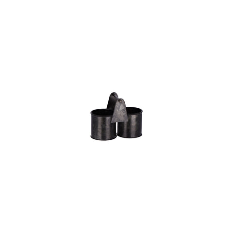 78778 Chef Inox Coney Island Dual Pot Caddy Black Galvanised 140x70x70mm