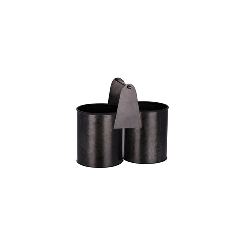 78779 Chef Inox Coney Island Dual Pot Caddy Black Galvanised 240x120x140mm