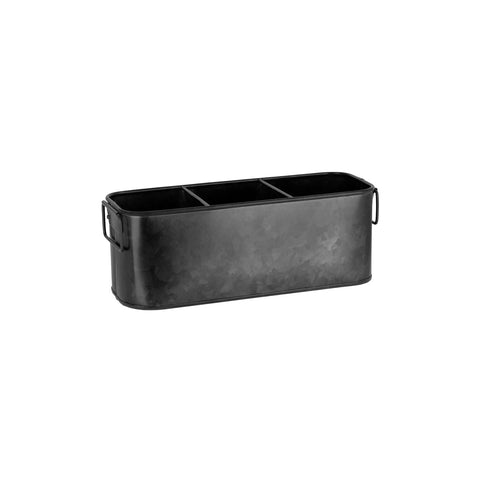 78780 Chef Inox Coney Island 3-Compartment Caddy Black Galvanised 270x100x100mm