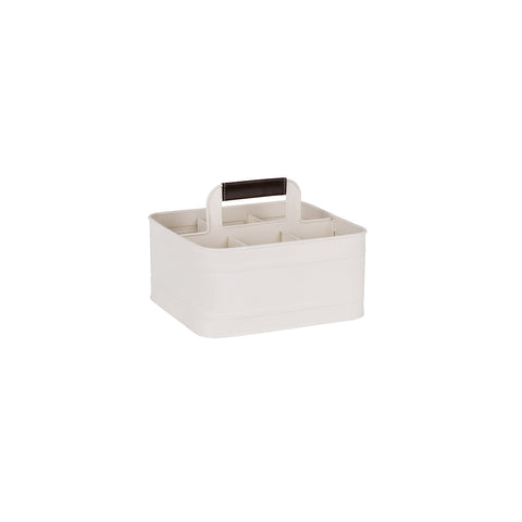78806 Chef Inox Coney Island Crème Rectangular Caddy with Leather Handle 260x240x130mm