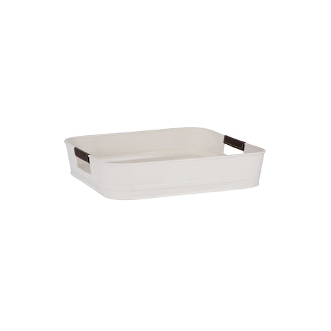 78830 Chef Inox Coney Island Crème Square Tray with Leather Handle 365x365x75mm