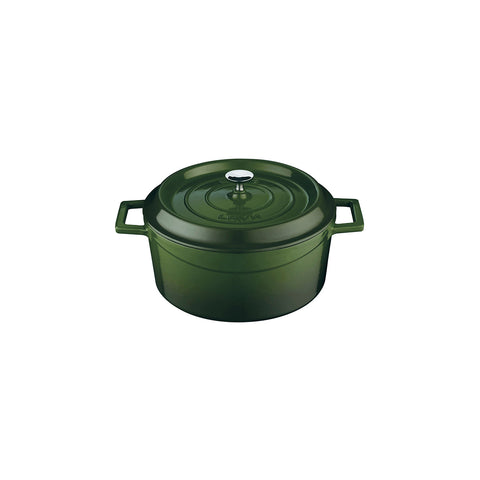799020-GN Round Casserole Round Casserole Green Cast Iron 100x200mm / 2.6Lt
