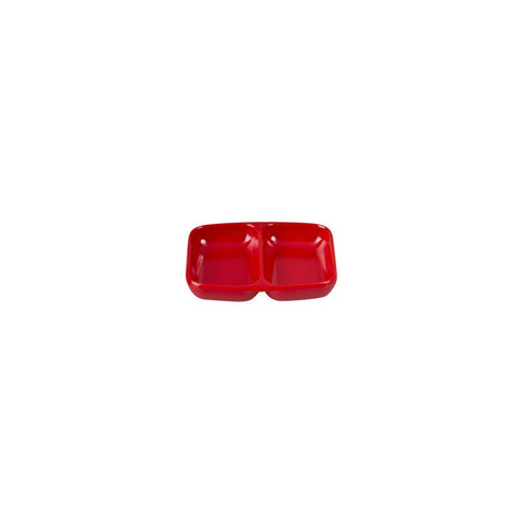 91206-R Ryner Melamine Red Divided Sauce Dish 85x70mm