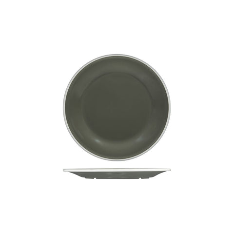 91675-WG Ryner Melamine Evoke Grey with White Rim Round Plate - Wide Rim 220mm