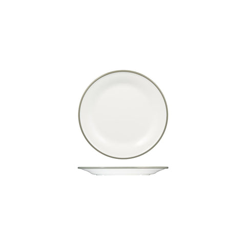 91676-GY Ryner Melamine Evoke White with Grey Rim Round Plate - Wide Rim 270mm