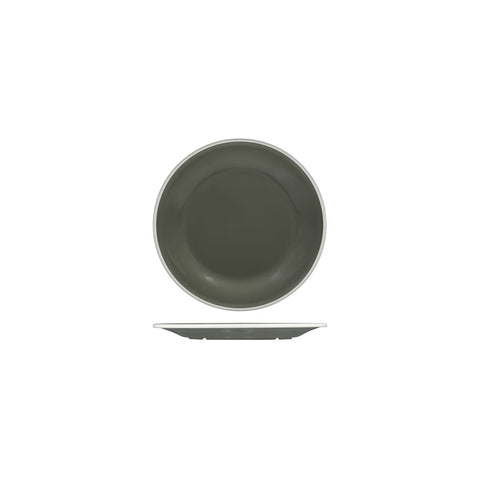91676-WG Ryner Melamine Evoke Grey with White Rim Round Plate - Wide Rim 270mm